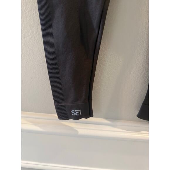 Set Active Dark Brown Sculptflex Leggings Sz Medium Seamless Ribbed Sides - Picture 3 of 6